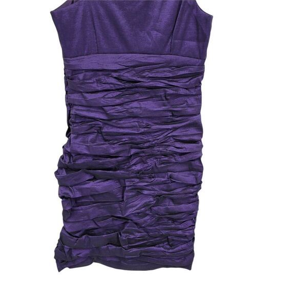 Vtg 90s J. Taylor Dress Formal Ruched Asymmetrical Bodycon Metallic Purple Sz 10 - Picture 9 of 11